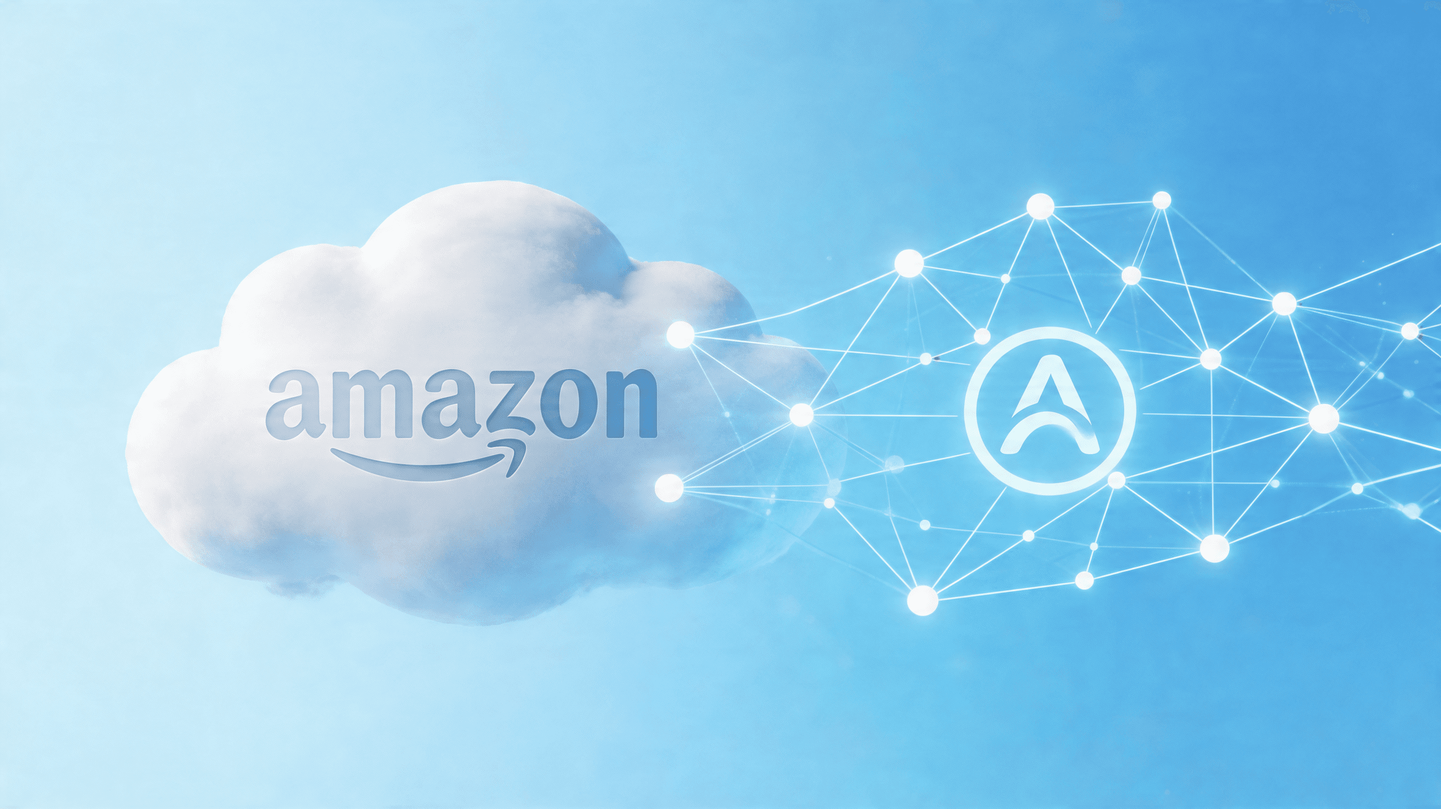 An abstract representation of cloud infrastructure and artificial intelligence neural networks mergi