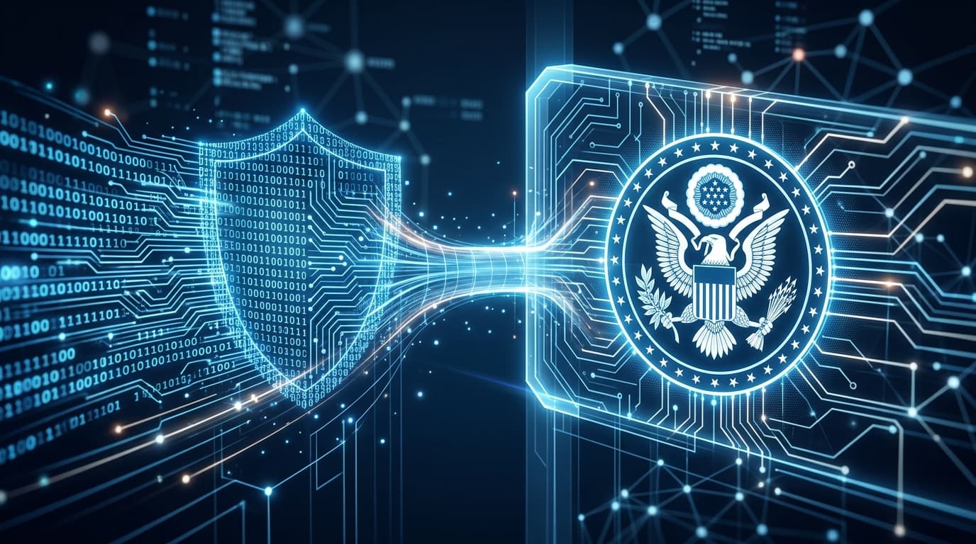 A conceptual image showing a digital security barrier, binary code glowing on one side and a stylize