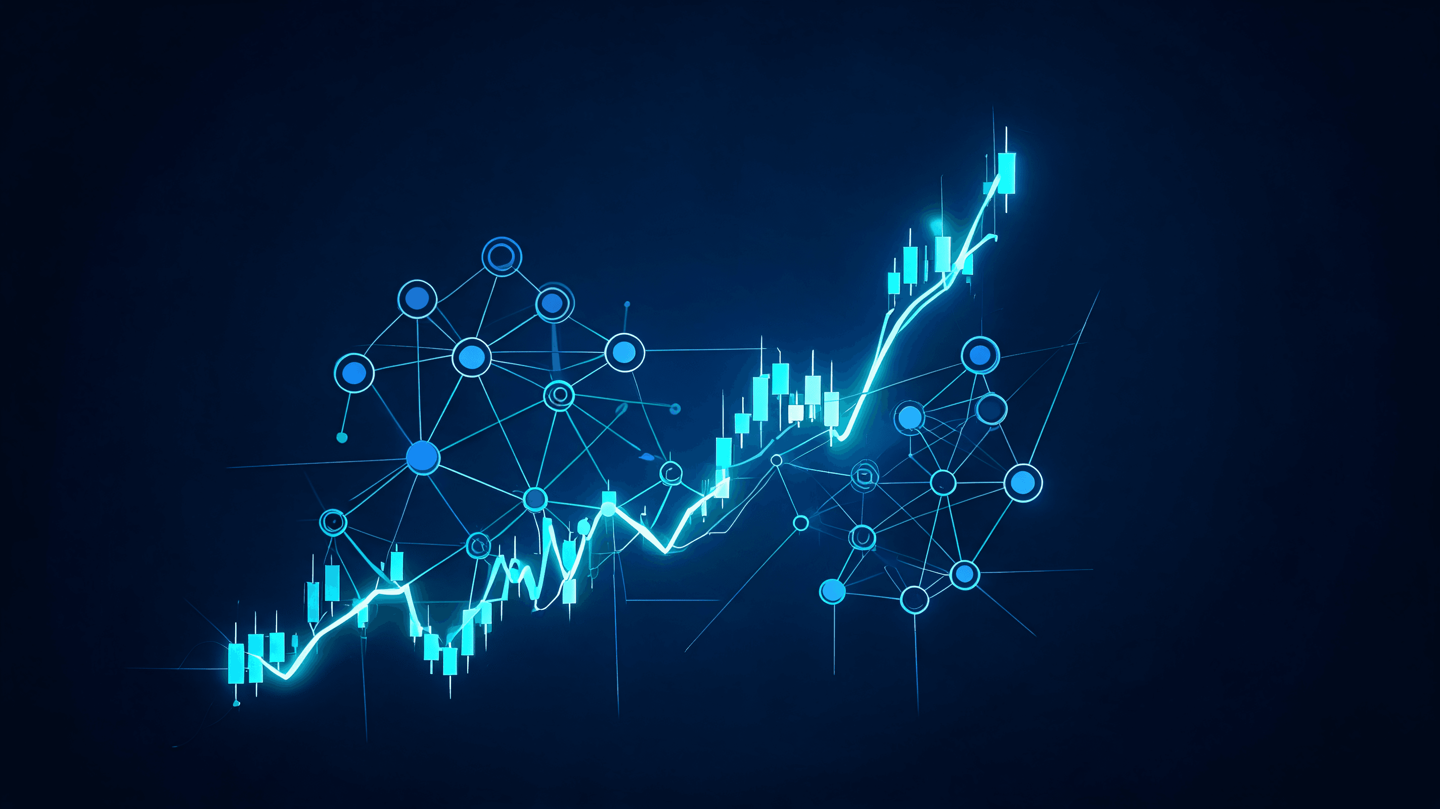A futuristic and professional high-tech visualization of a digital, glowing IPO stock chart combined