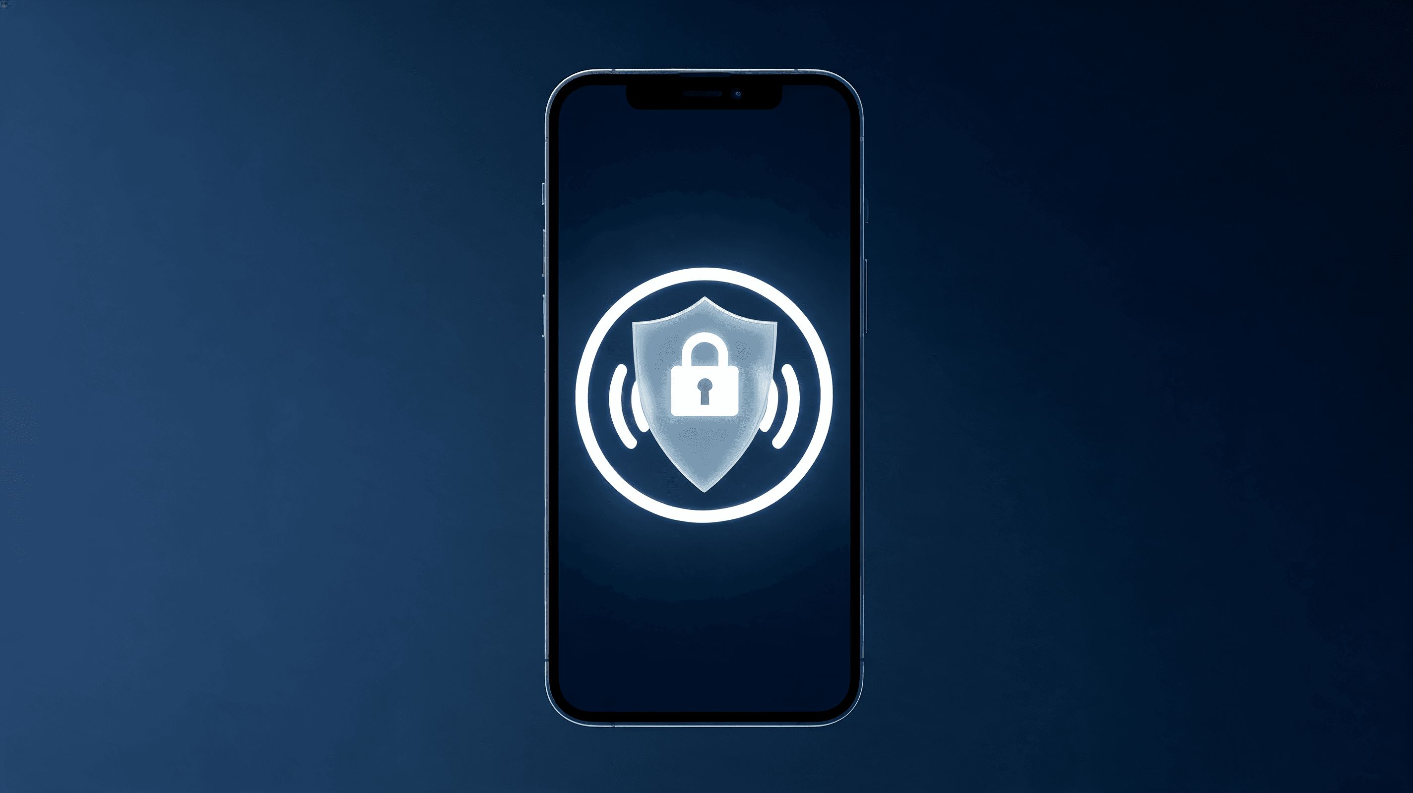 Minimalist, sleek design featuring a glowing Siri-style interface icon on an iPhone screen, symboliz