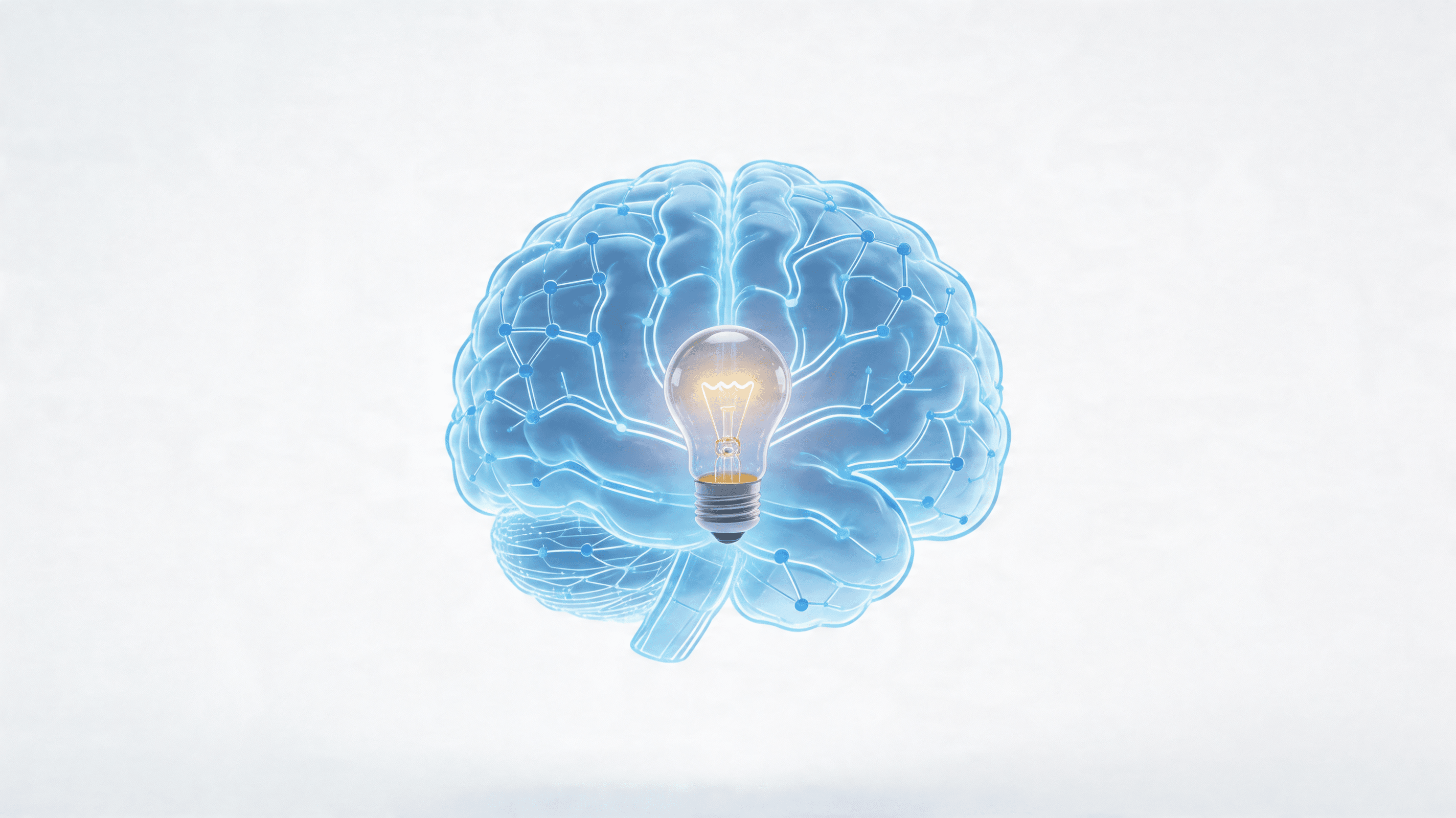 A clean, modern representation of a digital brain icon optimized with a lightbulb in the center, sig