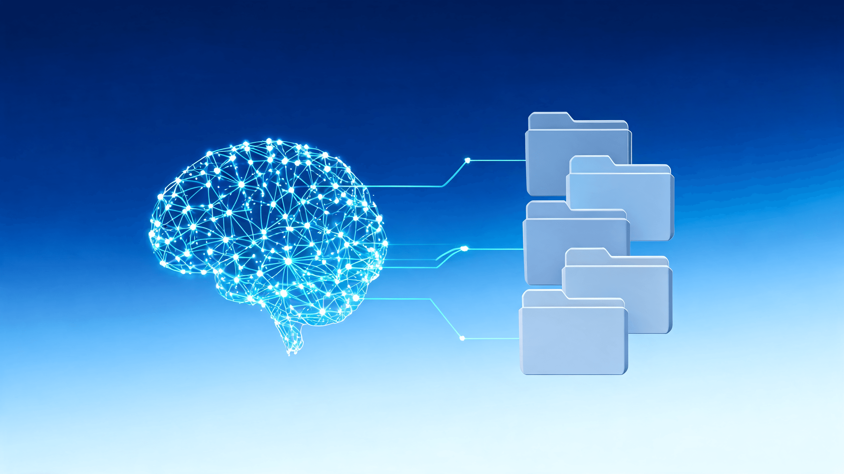 A sophisticated digital visualisation showing an abstract, neural-network-like brain structure conne