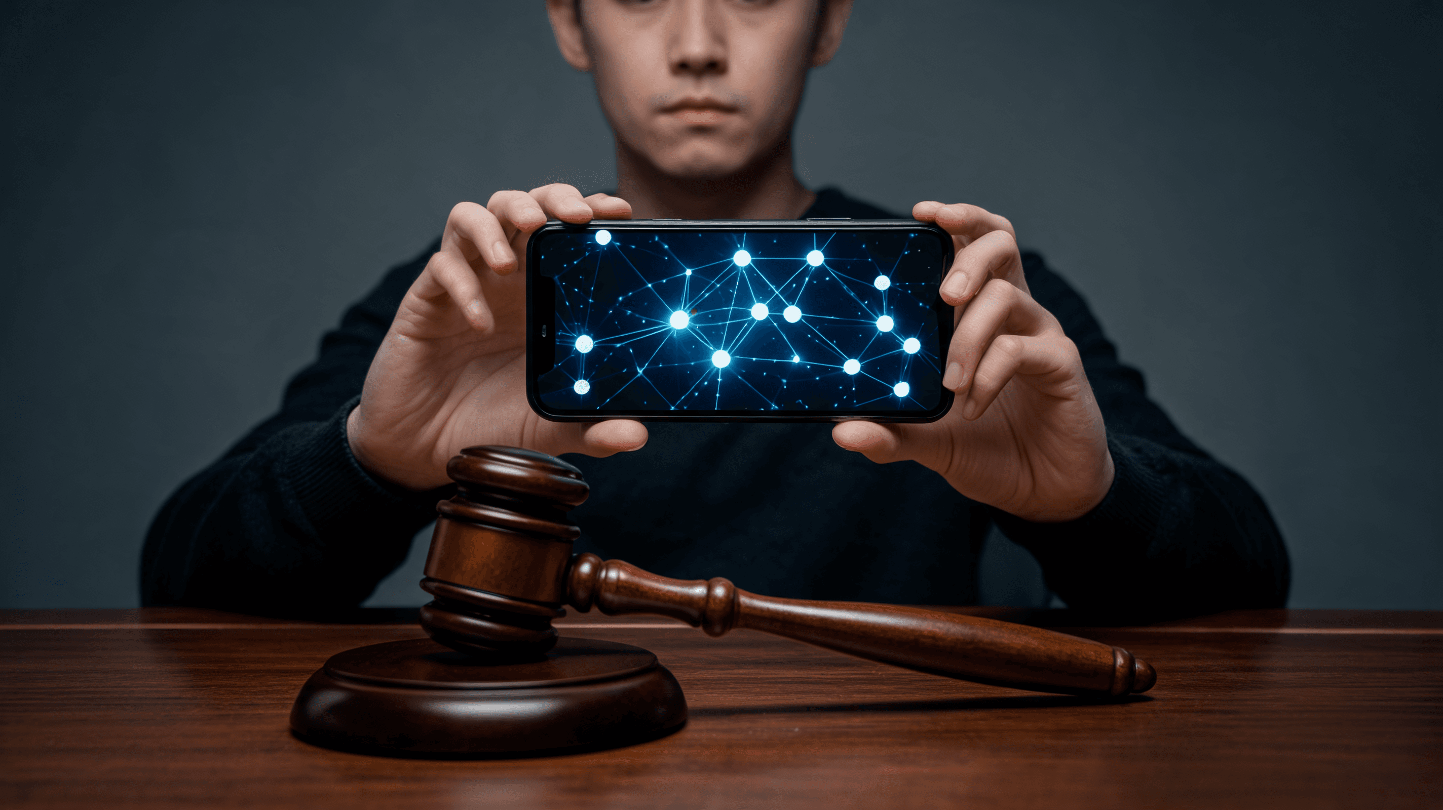 A modern, abstract representation of a smartphone screen showing glowing, interconnected digital str
