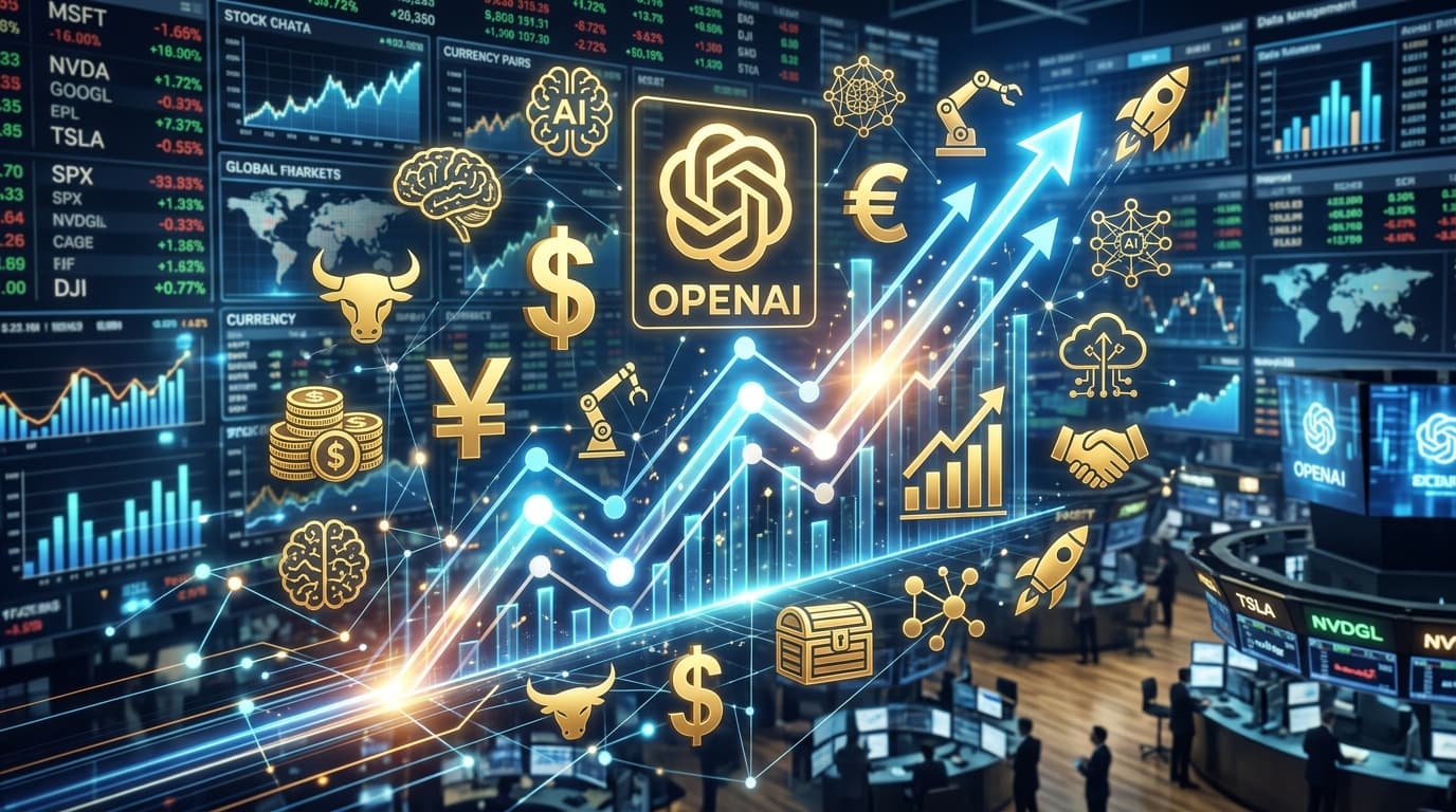A sophisticated, financial-tech aesthetic, showing a digital growth chart rising rapidly, surrounded