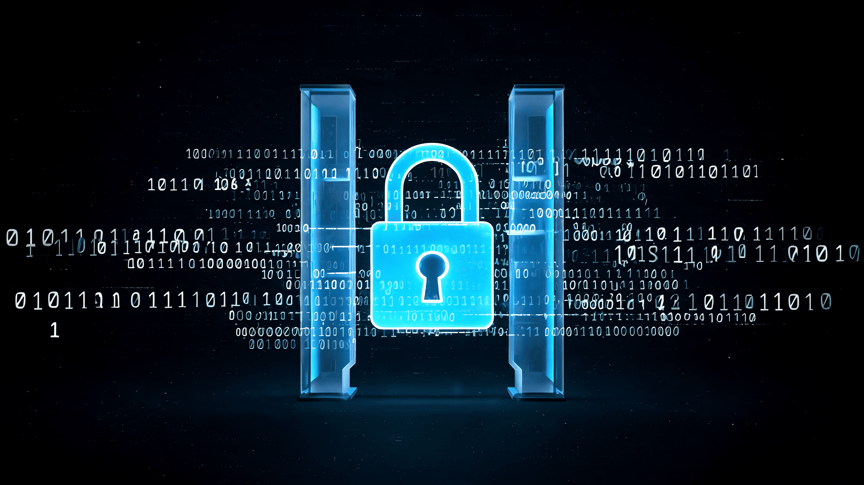 An abstract, metaphorical image of a digital gatekeeper locked with a glowing padlock, partially obs