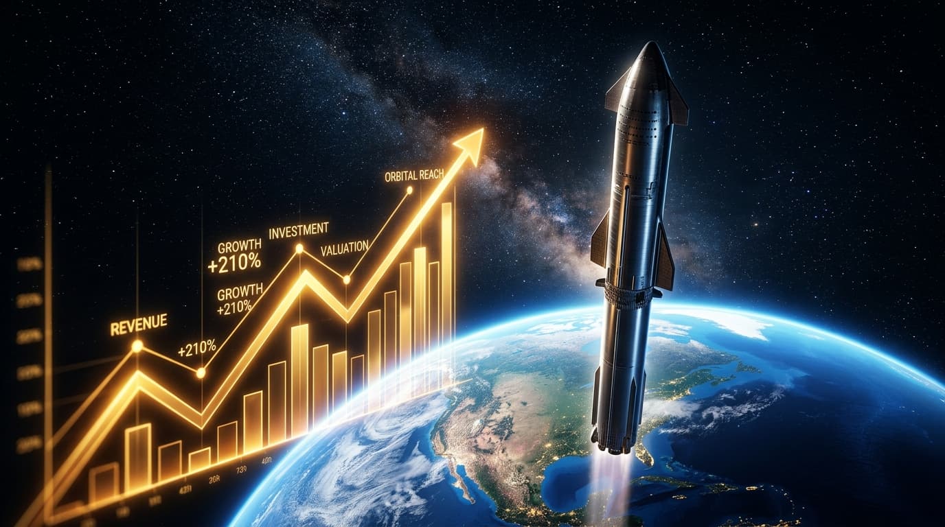 A sleek digital representation of a SpaceX Starship rocket against the backdrop of Earth from space,