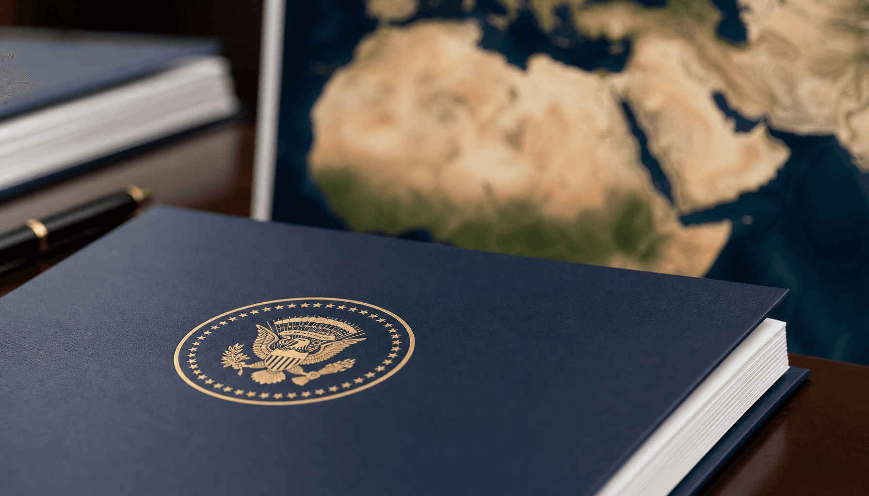 A close-up of a document with the US Presidential seal on a table, symbolizing a federal budget requ